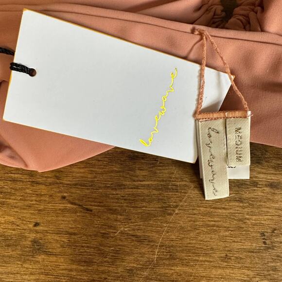 Revolve Nude Halter Bikini Top MEDIUM Bandeau Keyhole Lovewave Carangi $78 NEW - Picture 7 of 7